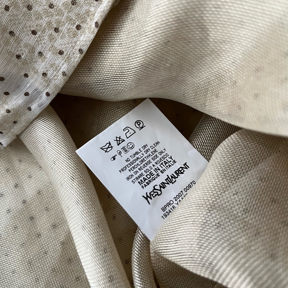 NWT YVES SAINT LAURENT rare gold dot silk blend ruched sleeve cropped blouse new - Picture 11 of 12